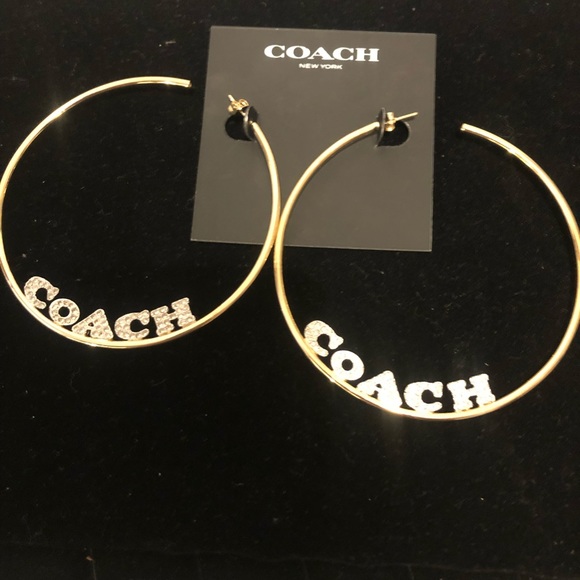 Pave’ Coach Large Hoop earrings Brand New with tags - Picture 5 of 7